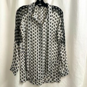 Rag & Bone Gayatri Arrow Print Silk Long Sleeve Button Down Blouse Size S